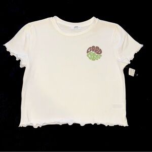 Ardene White Tee with Good Vibes Print